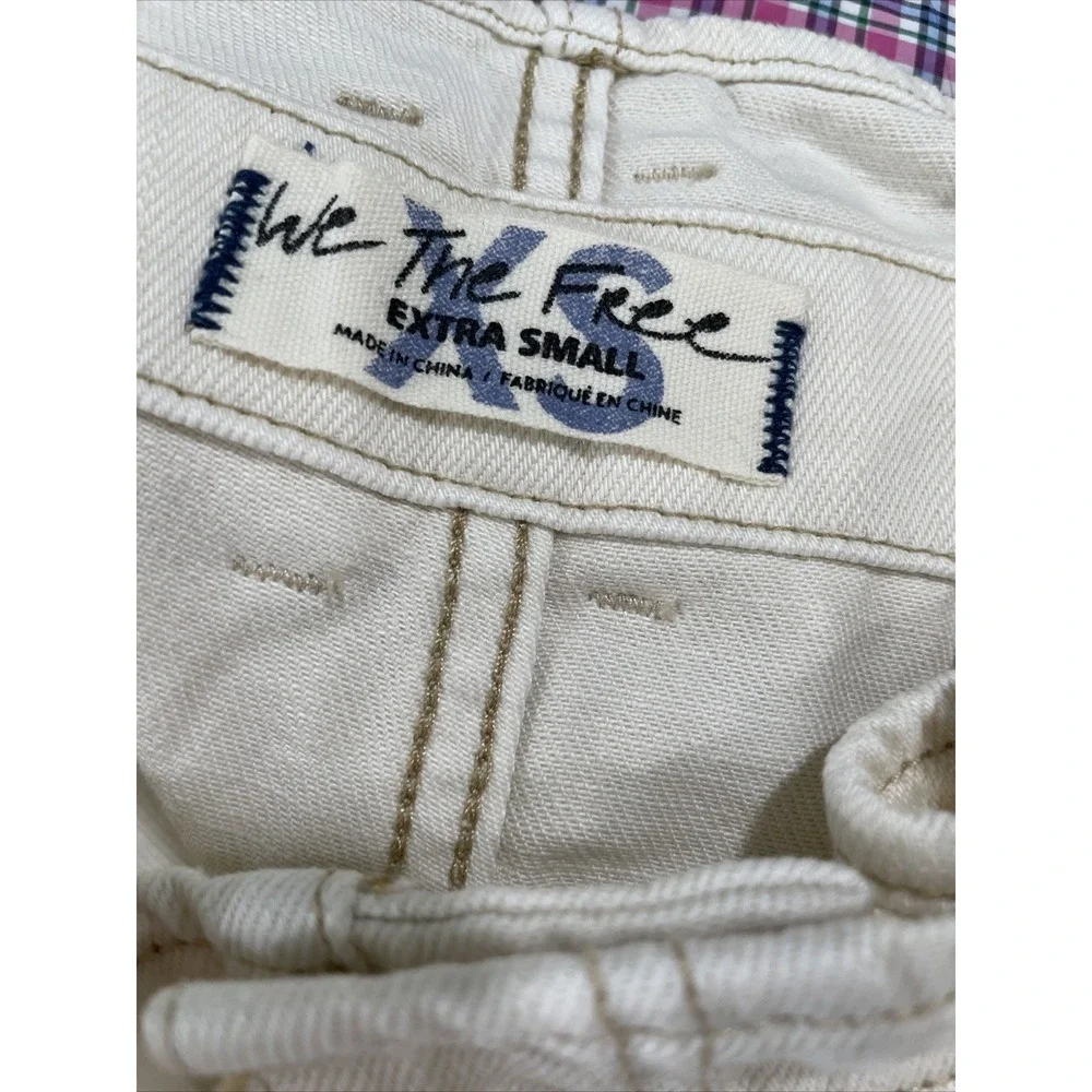 Free People We The‎ Free Nova Denim Paperbag Shorts Plume Cream Sz XS AK113